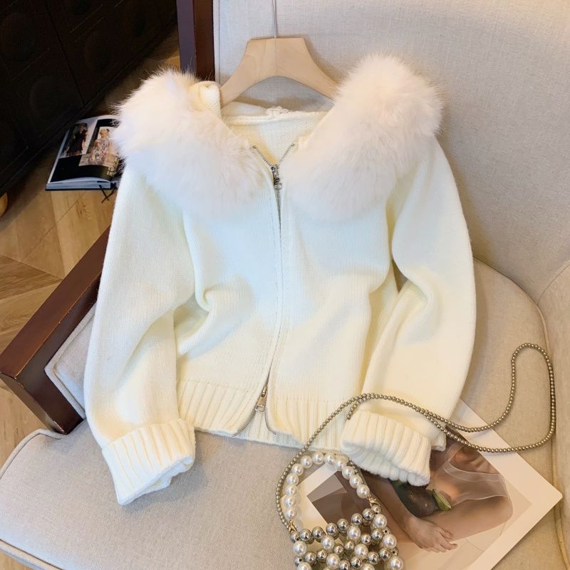 Cardigan Ă  Capuche en Fourrure