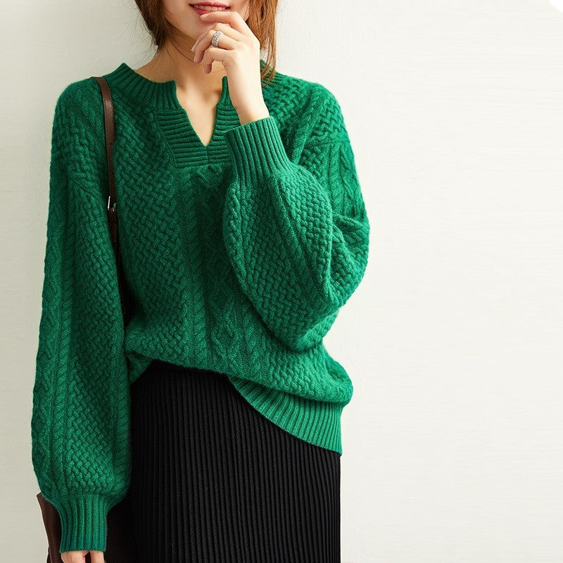 Pull Doux en Laine Émeraude – Élégance Féminine