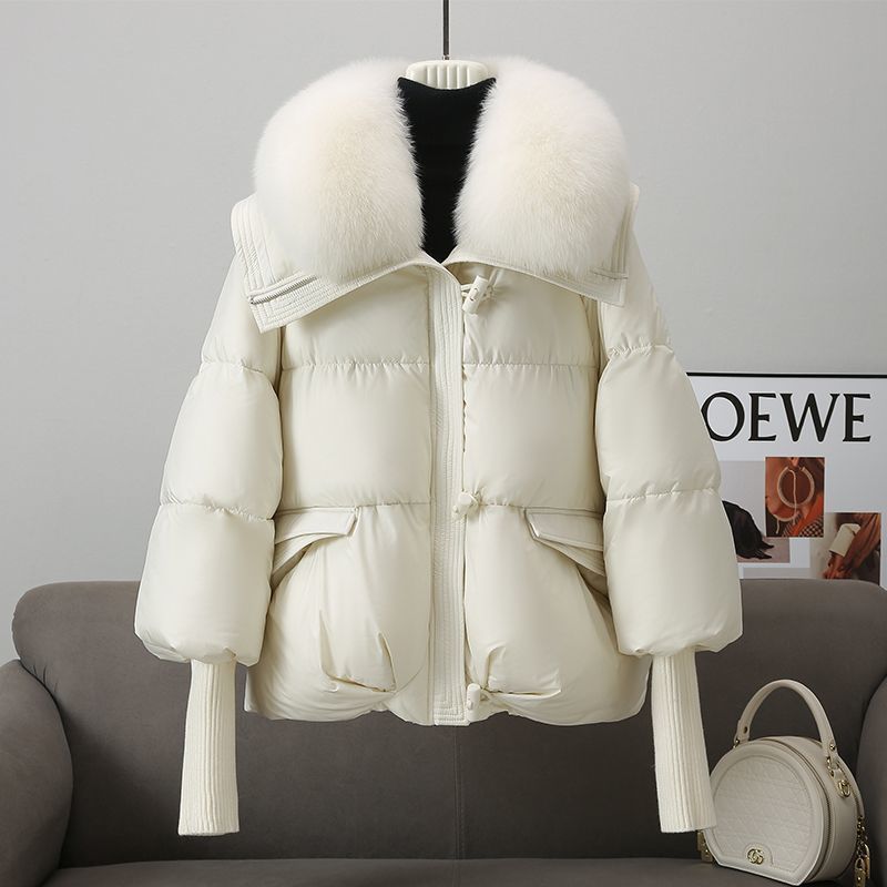 Doudoune en coton Courte Rembourrée – Col Fourrure Hiver