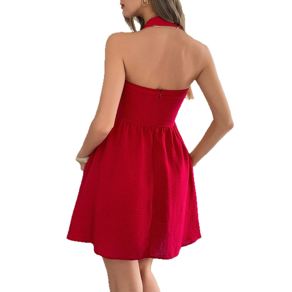 Robe Élégante Femme à Col Halter – Style Raffiné et Féminin