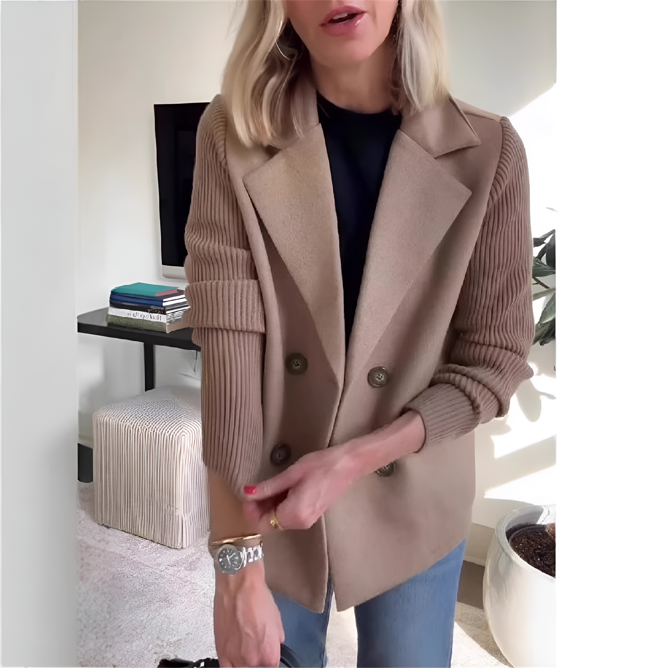 Veste Croisée à Manches Tricotée