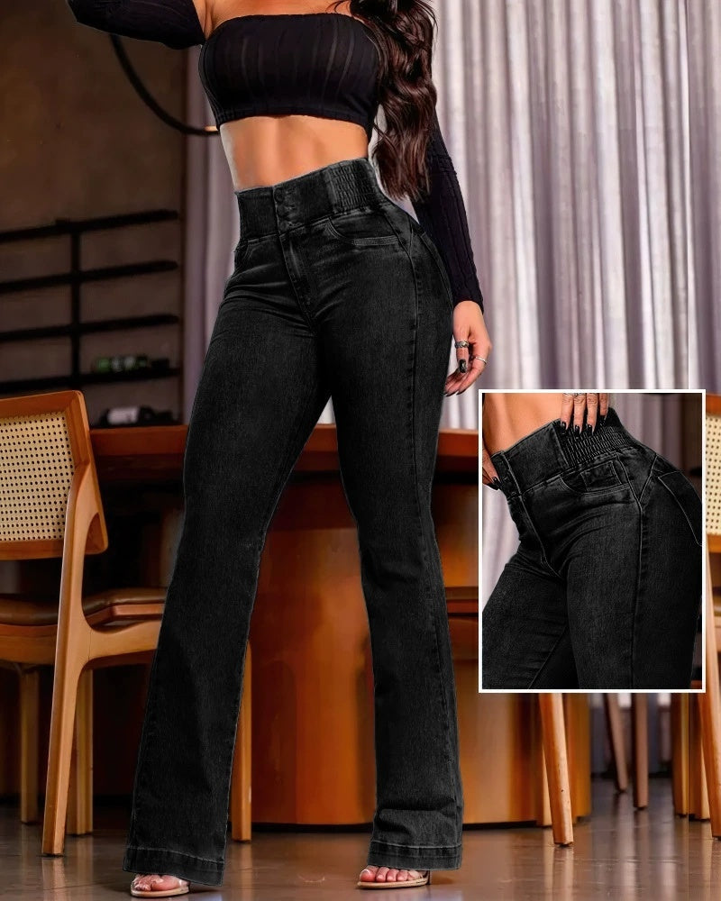 Jean Skinny Taille Haute à Ceinture Élastique