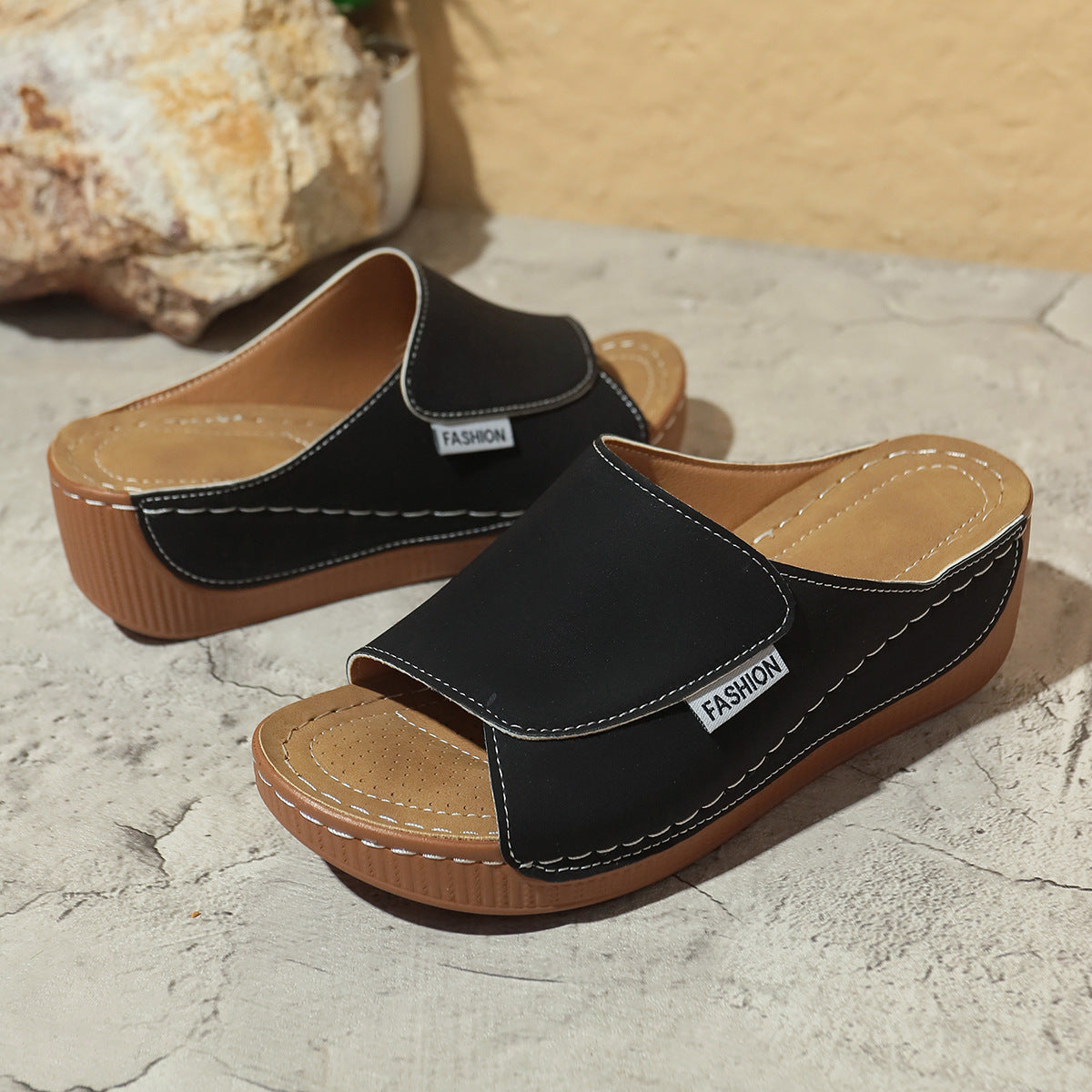 Mules d'Été à Talon Compensé – Chic et Confort