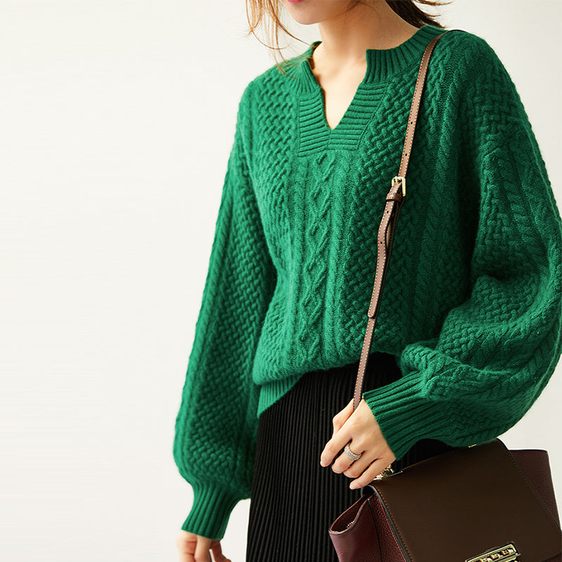 Pull Doux en Laine Émeraude – Élégance Féminine