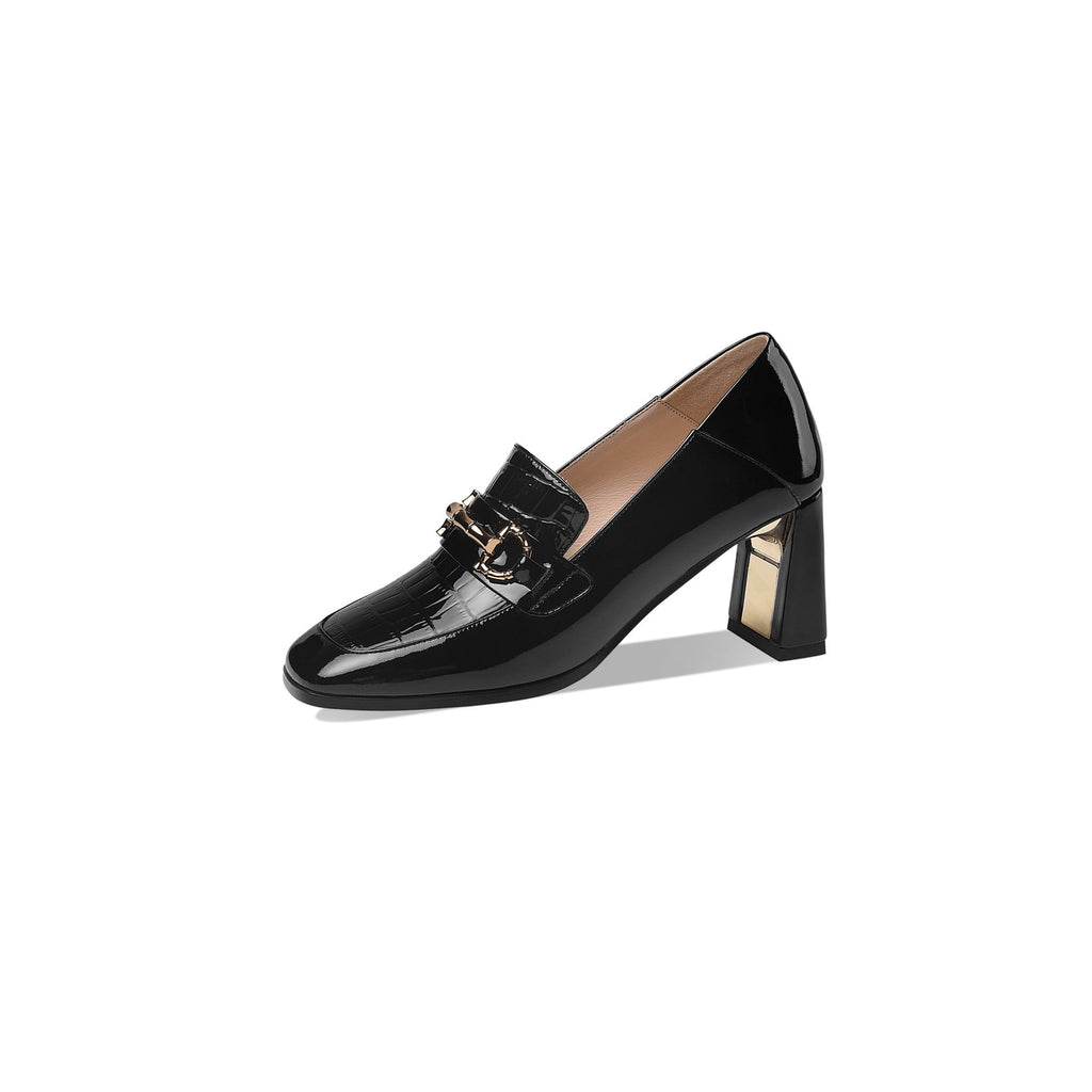Chaussures à Talon Chunky en Cuir Verni
