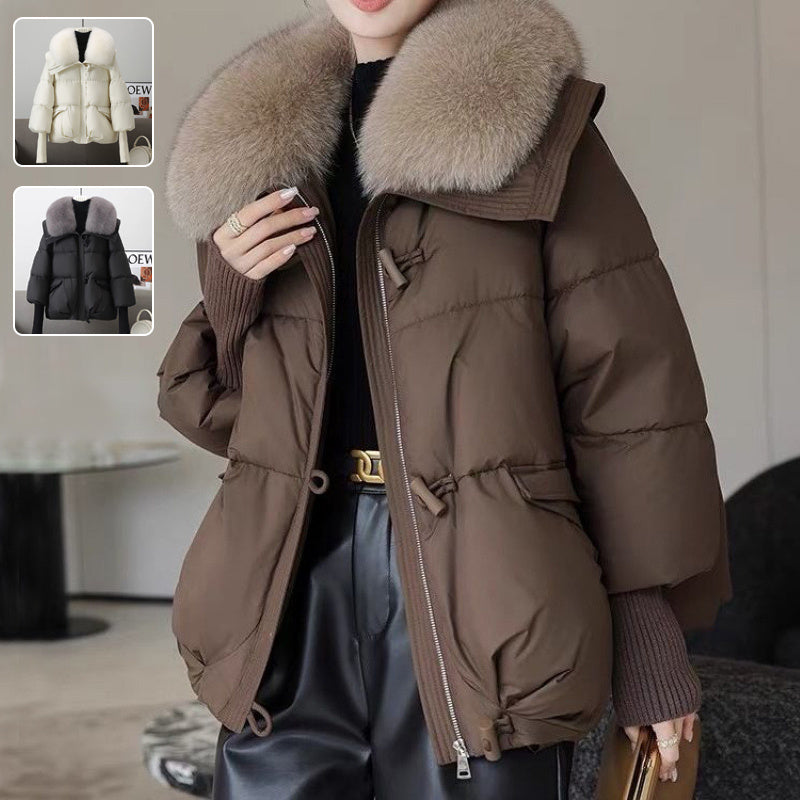 Doudoune en coton Courte Rembourrée – Col Fourrure Hiver