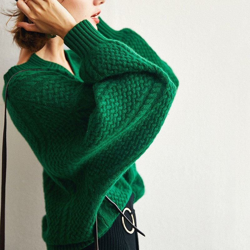 Pull Doux en Laine Émeraude – Élégance Féminine