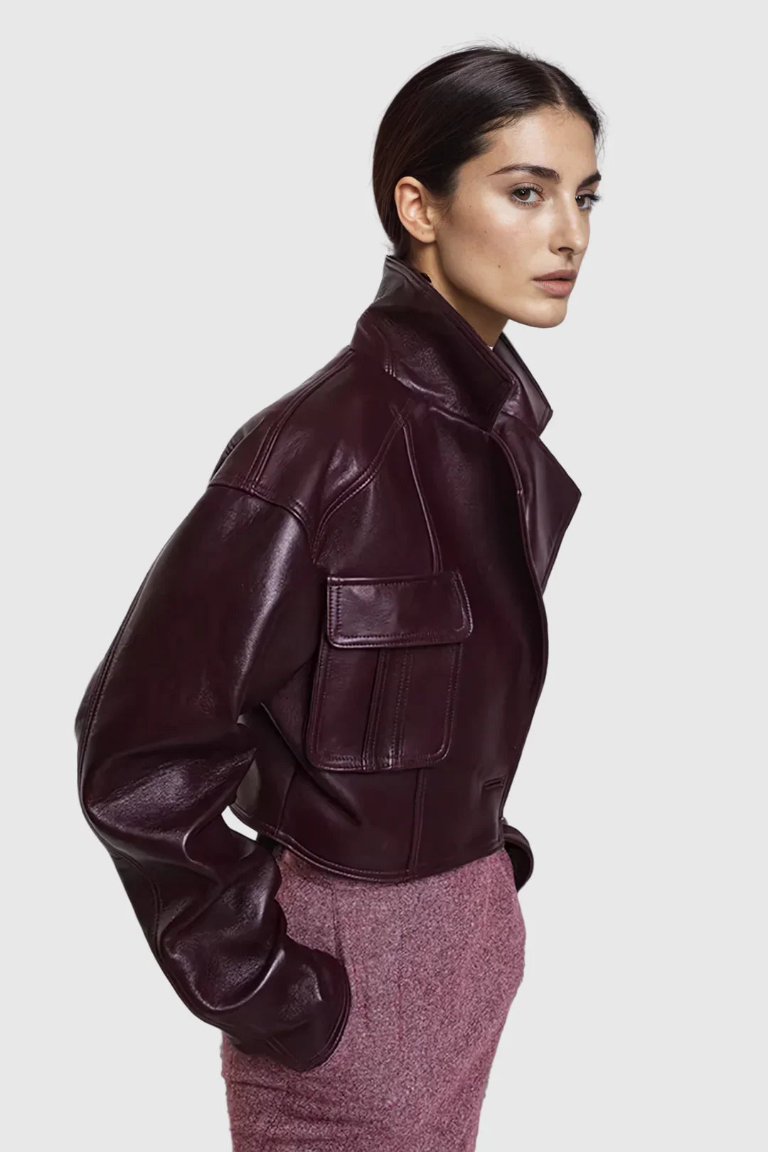 Blouson Cuir Patchwork Femme Tendance