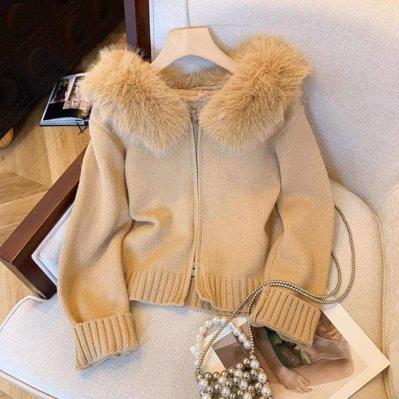 Cardigan à Capuche en Fourrure