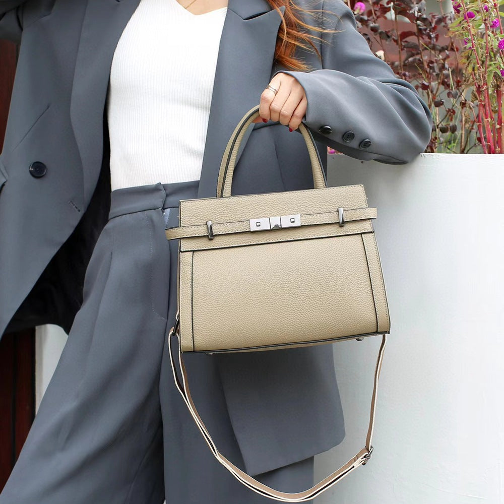 Sac à Épaule Carré en Cuir Véritable
