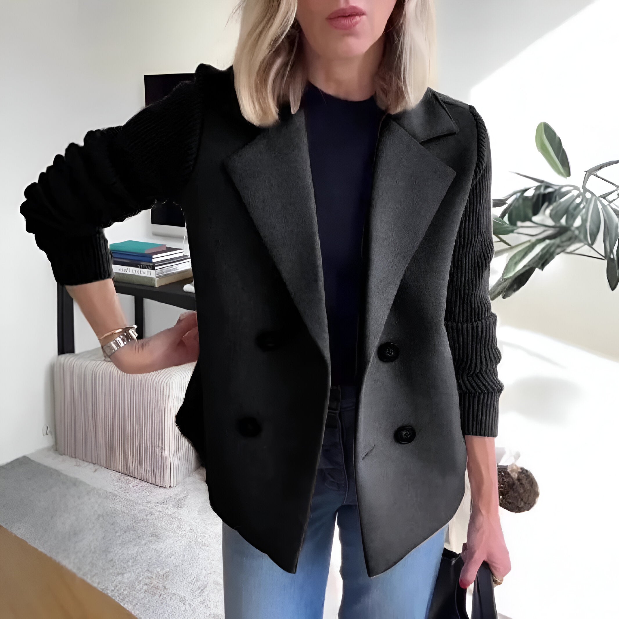 Veste Croisée à Manches Tricotée