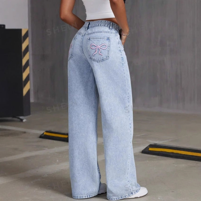 Jean Vintage Brodé, Pantalon Droit