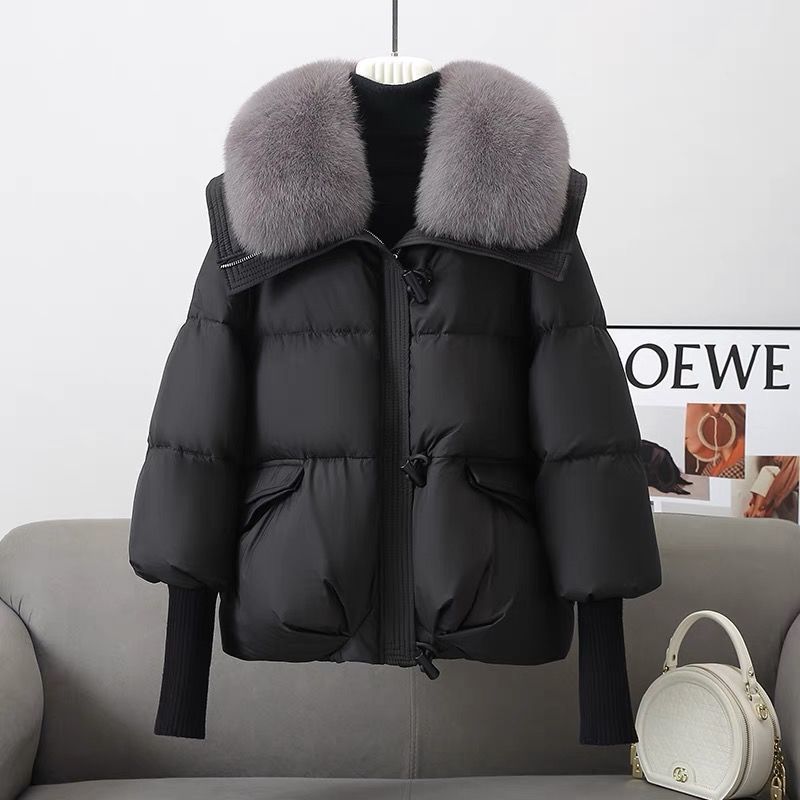 Doudoune en coton Courte Rembourrée – Col Fourrure Hiver
