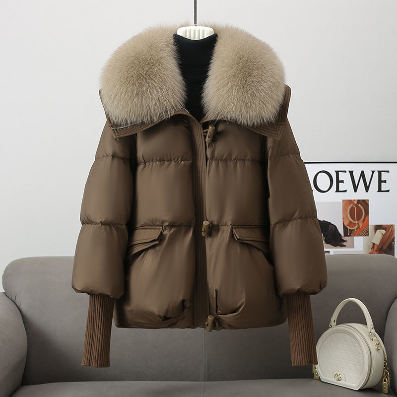Doudoune en coton Courte Rembourrée – Col Fourrure Hiver