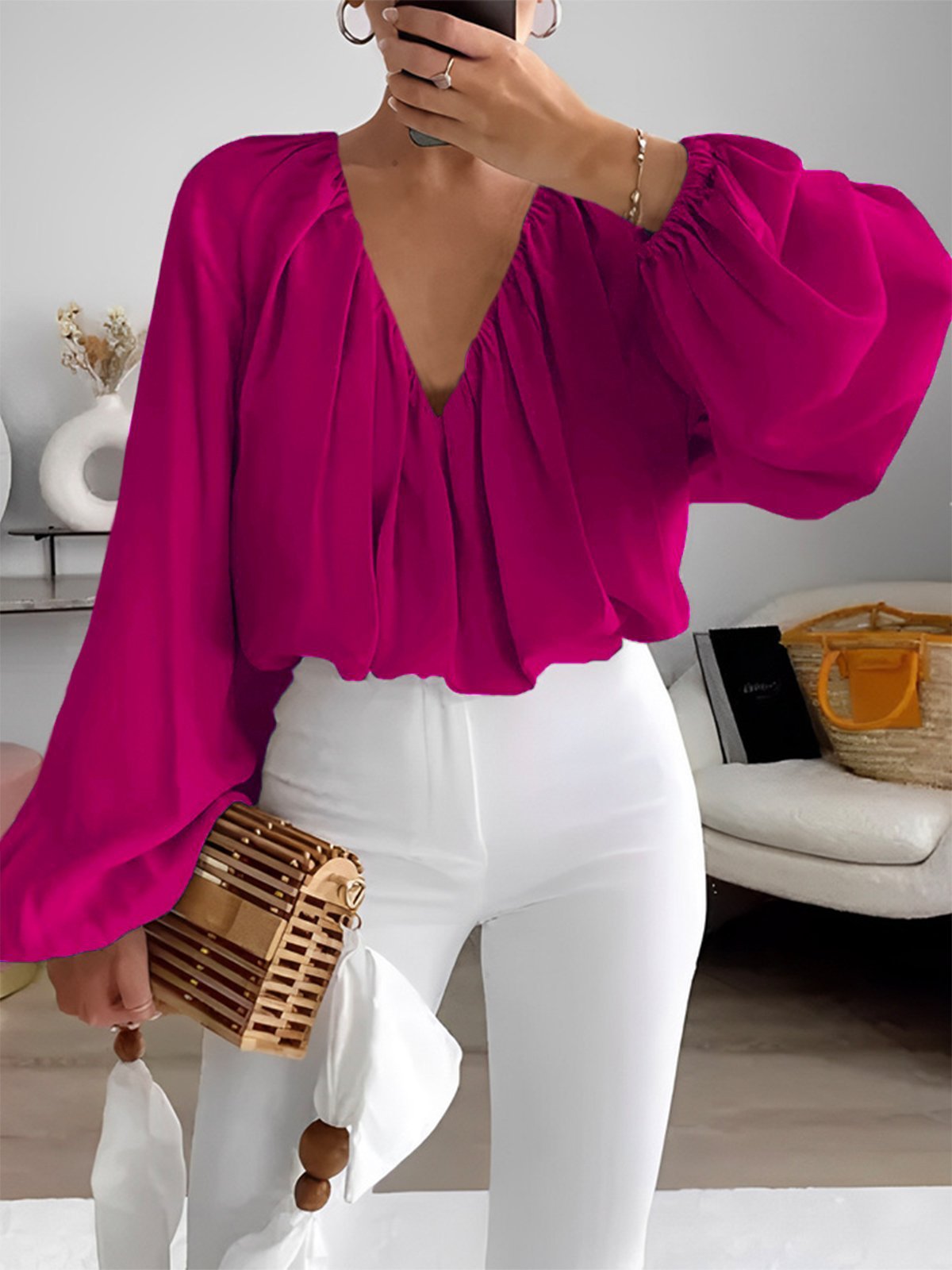 Chemise Femme Ample à Imprimé Tendance
